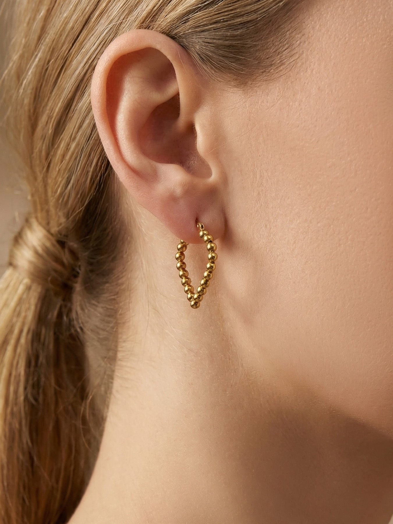 Golden Bead Hoop Earrings