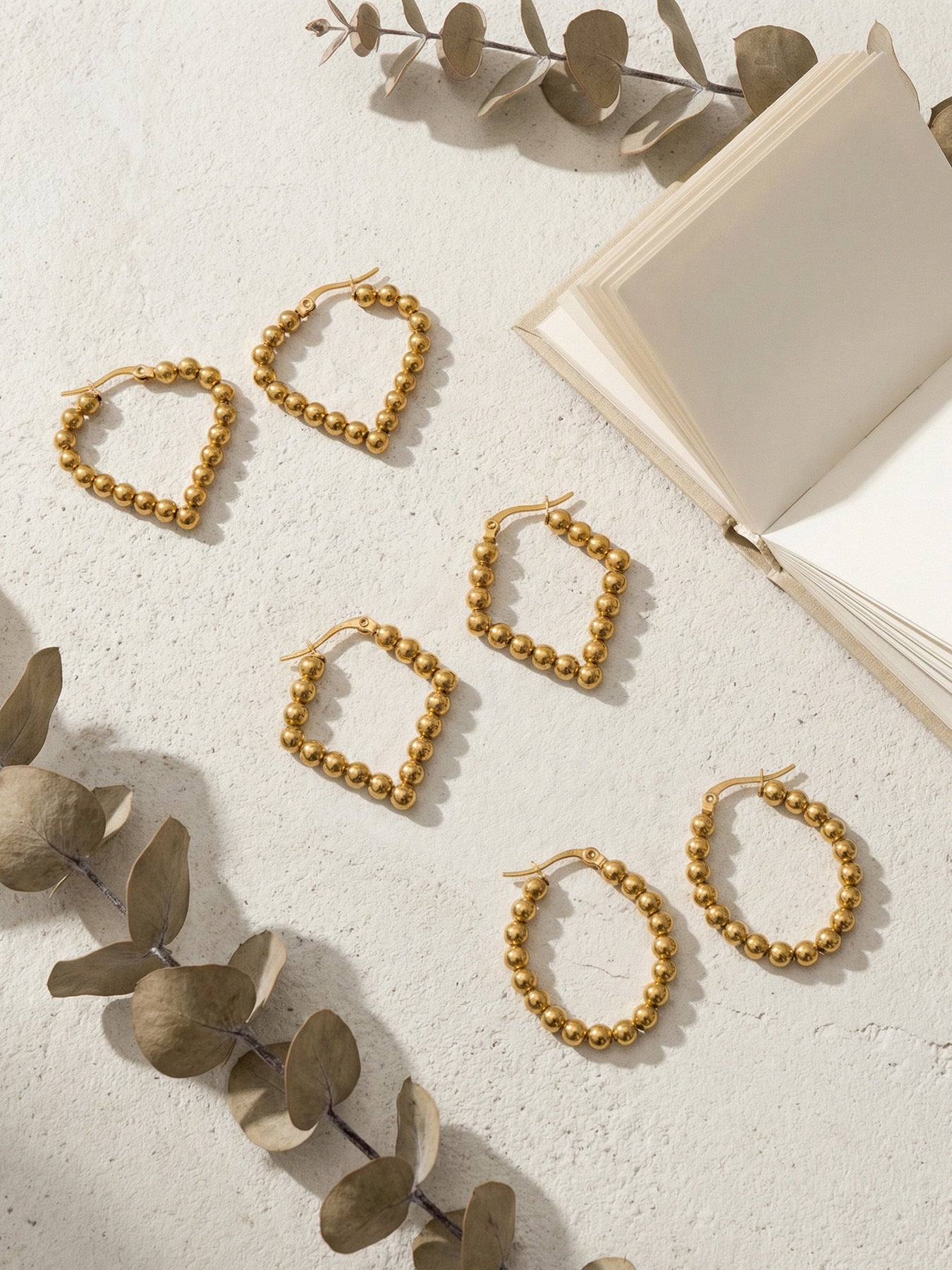 Golden Bead Hoop Earrings