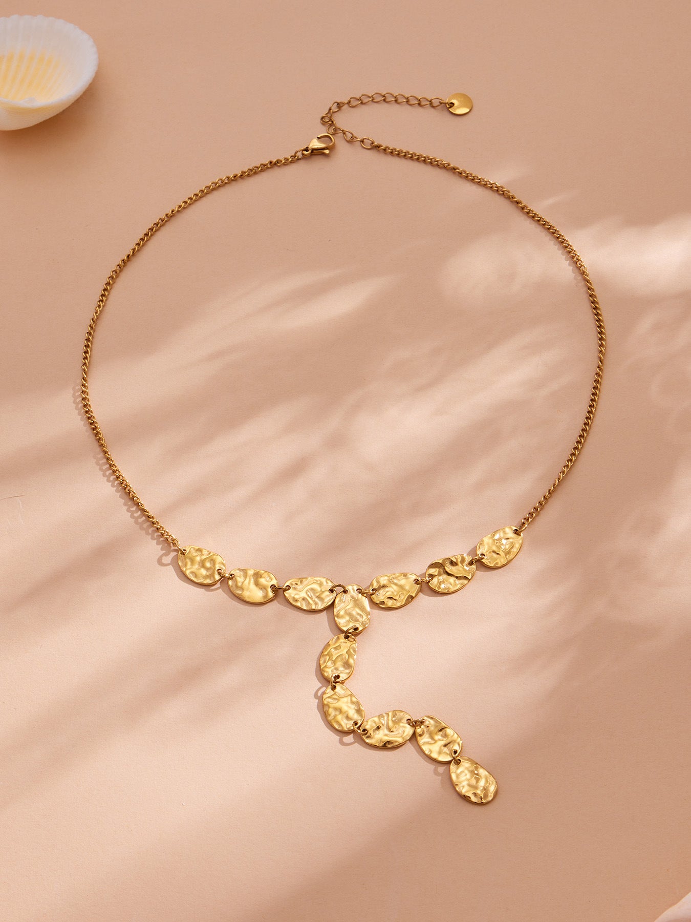 Hammered Y Drop Necklace