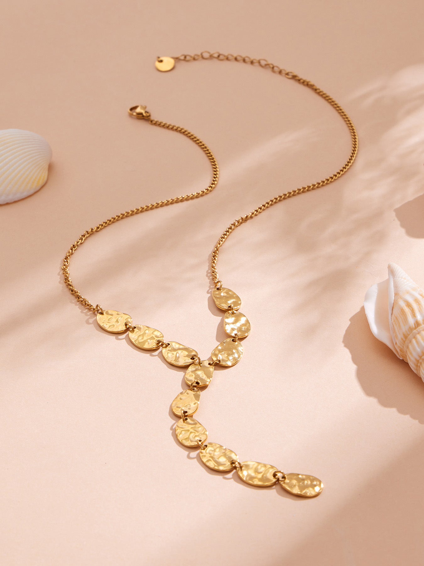 Hammered Y Drop Necklace