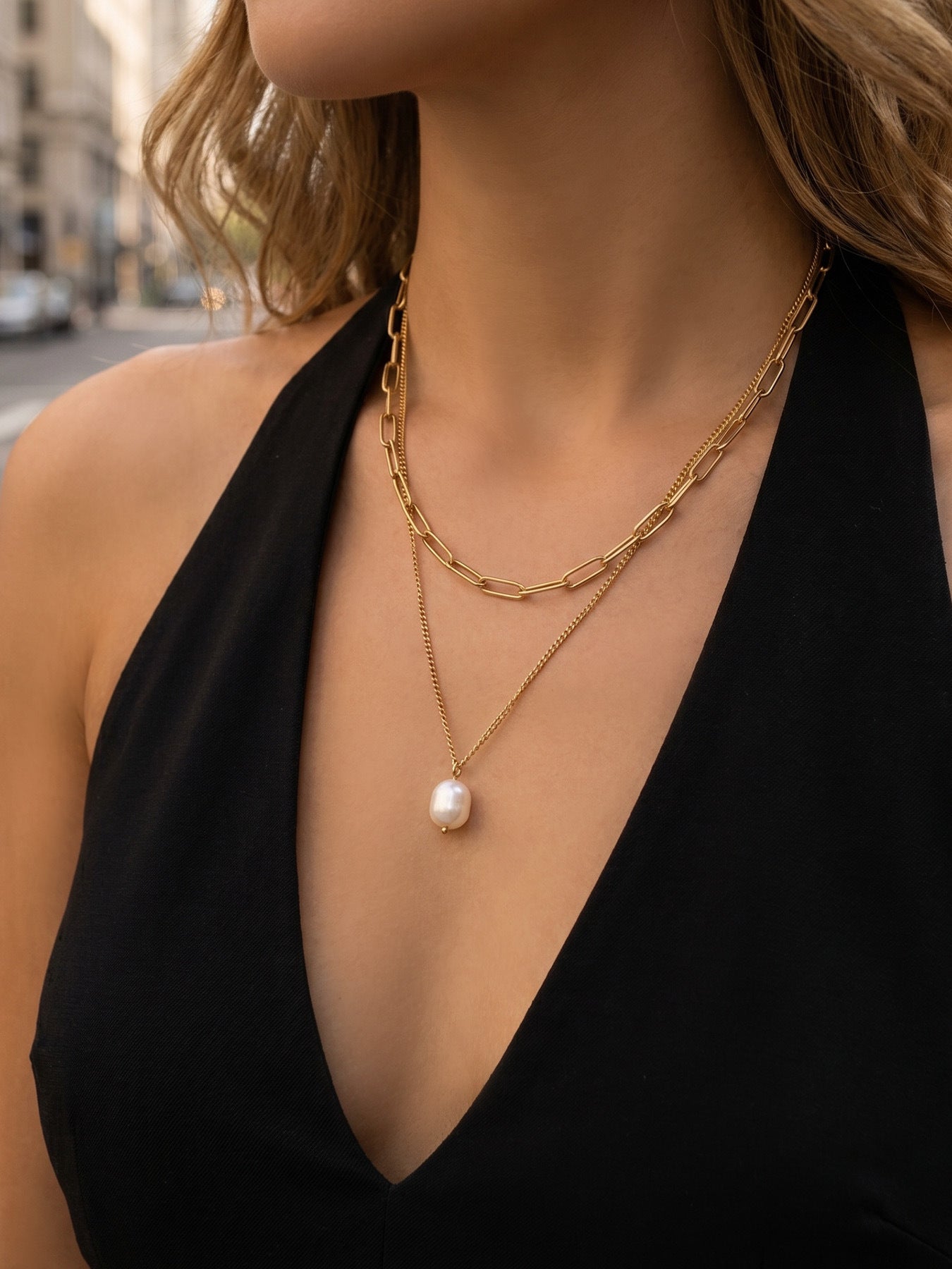 Aura Stack Pearl Necklace