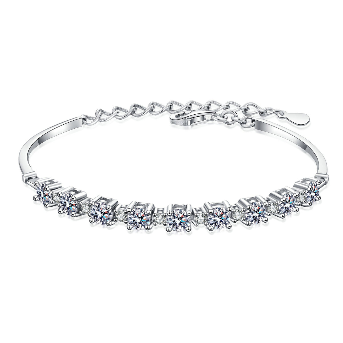 Shiny Linkage Round Moissanite Bracelet