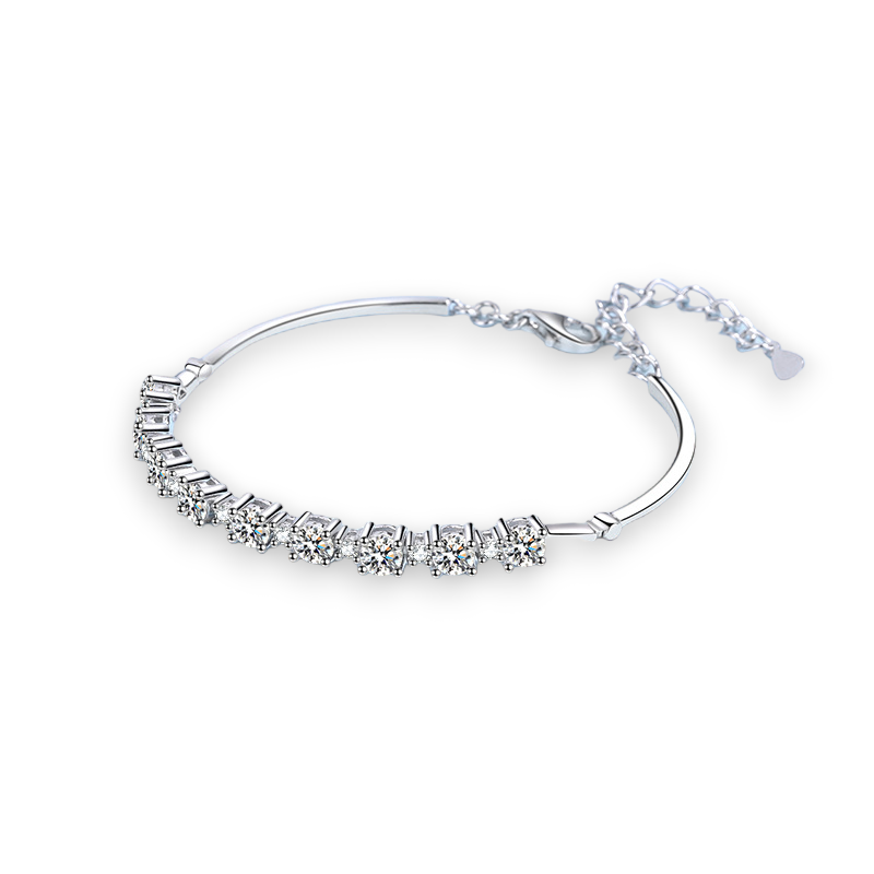 Shiny Linkage Round Moissanite Bracelet