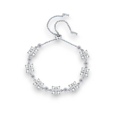 Shiny Square Pattern Round Moissanite Bracelet