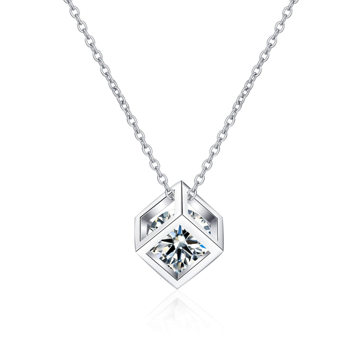 Shiny Square Round Moissanite Pendant