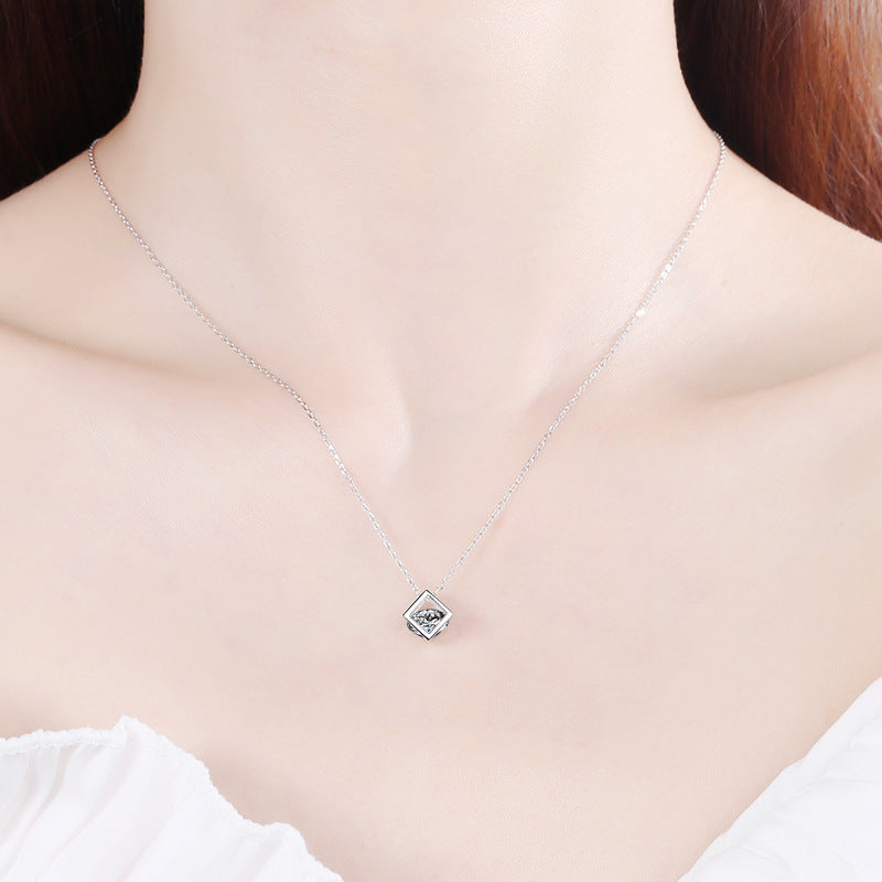 Shiny Square Round Moissanite Pendant