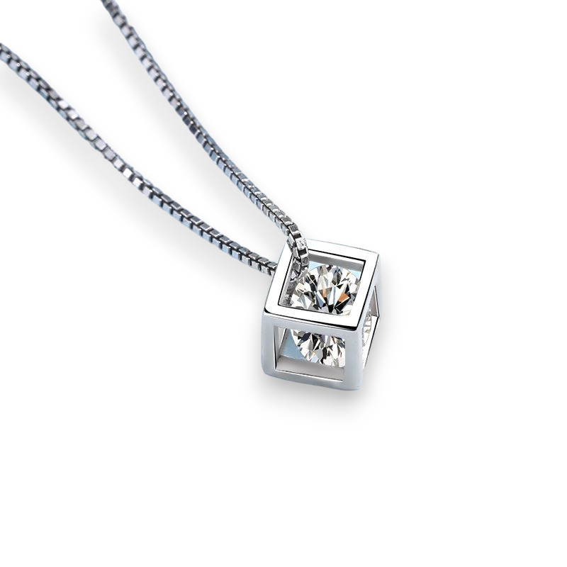 Shiny Square Round Moissanite Pendant