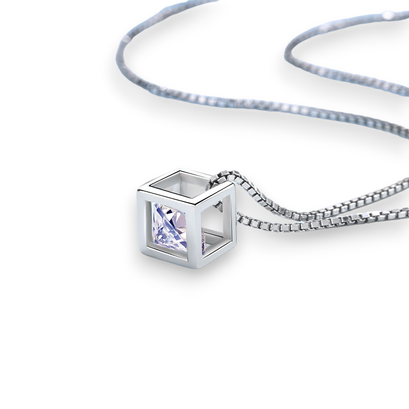 Shiny Square Round Moissanite Pendant