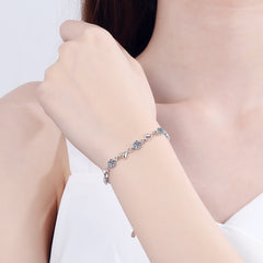 Silver Heart Design Round Moissanite Bracelet