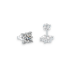 Snowflake Design Round Moissanite Stud Earrings