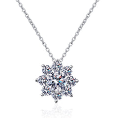 Snowflake Style Round Moissanite Pendant