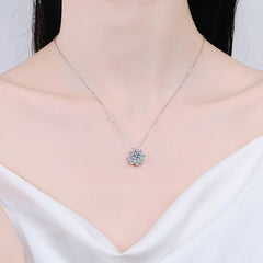 Snowflake Style Round Moissanite Pendant