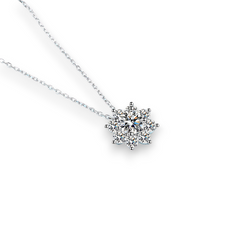 Snowflake Style Round Moissanite Pendant