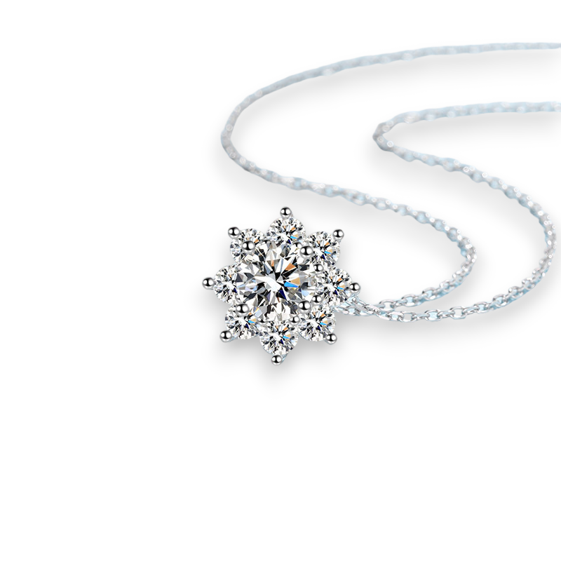 Snowflake Style Round Moissanite Pendant