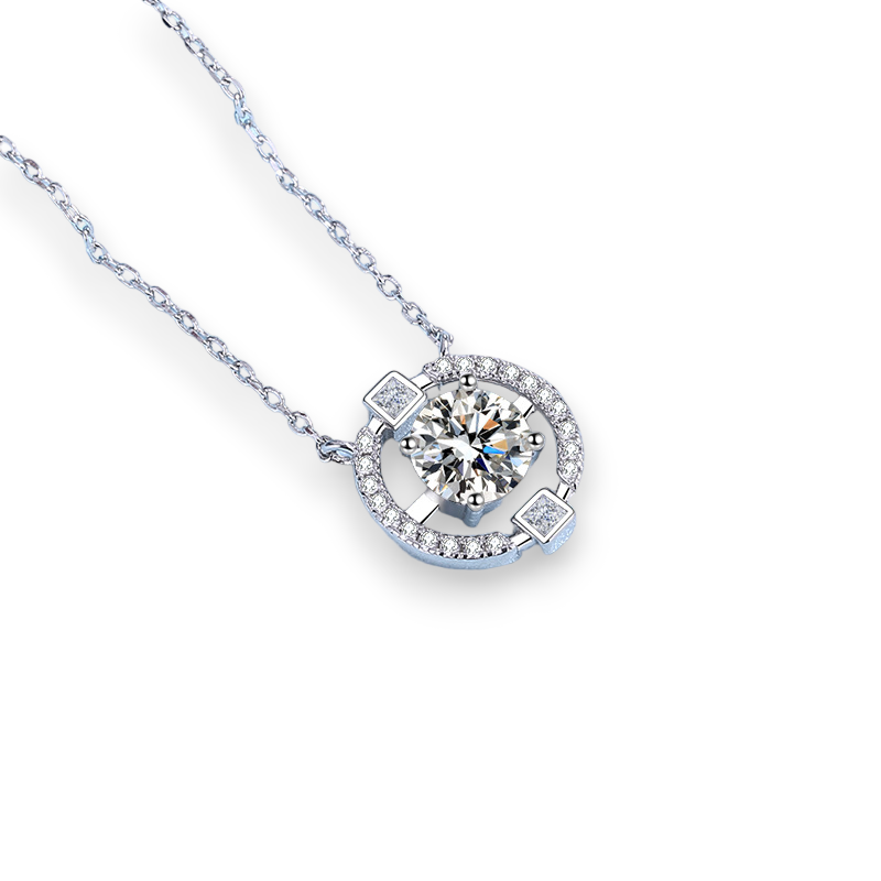 Sparkling Design Round Moissanite Pendant