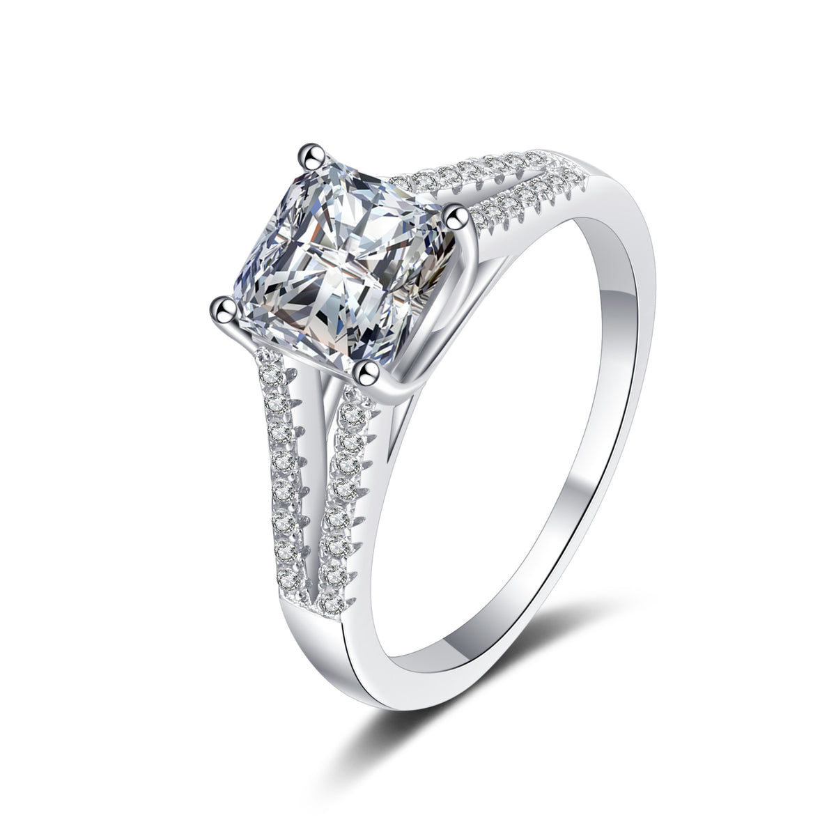 Split Asscher Engagement Ring