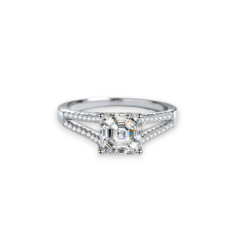 Split Asscher Engagement Ring