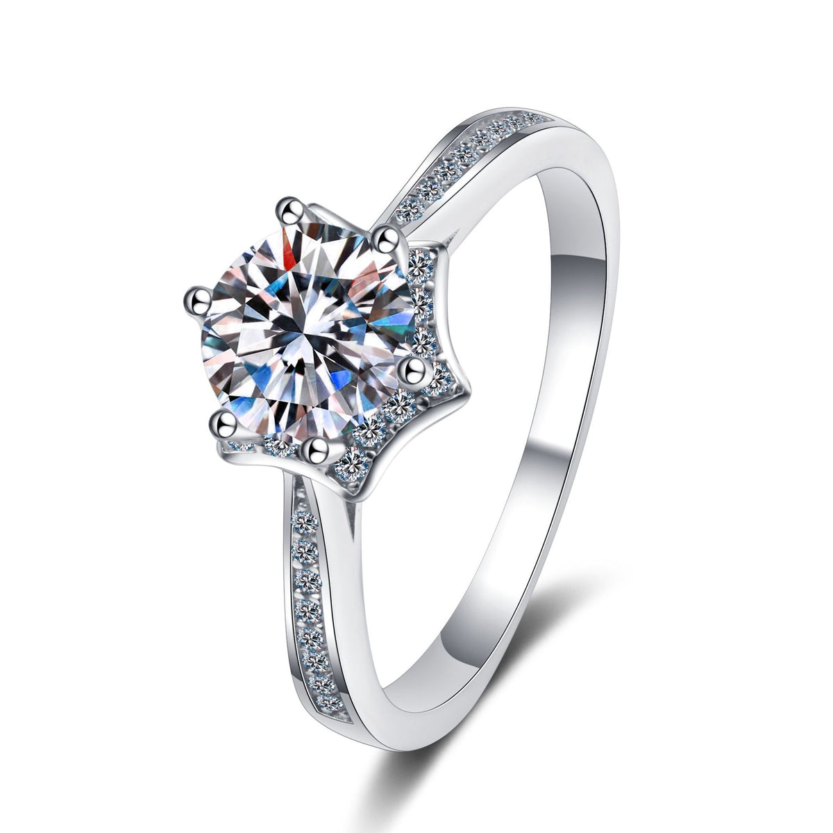 Starry Round Brilliant Moissanite Ring