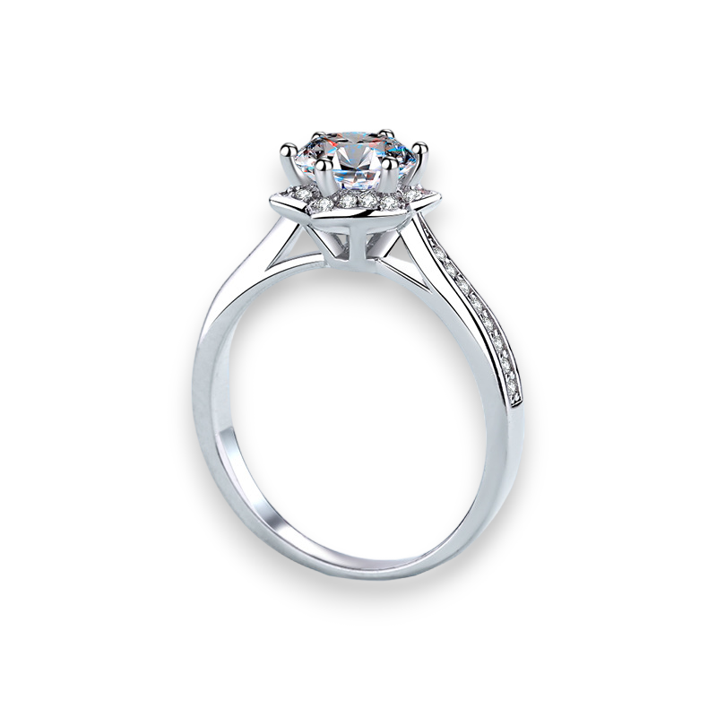 Starry Round Brilliant Moissanite Ring