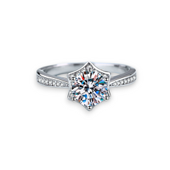 Starry Round Brilliant Moissanite Ring