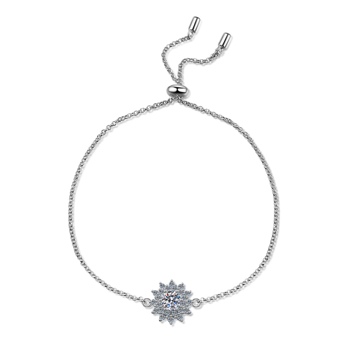 Sunflower Design Round Moissanite Bracelet