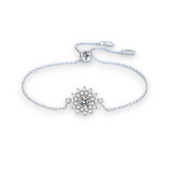 Sunflower Design Round Moissanite Bracelet