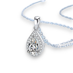 Timeless Pear Moissanite Halo Pendant