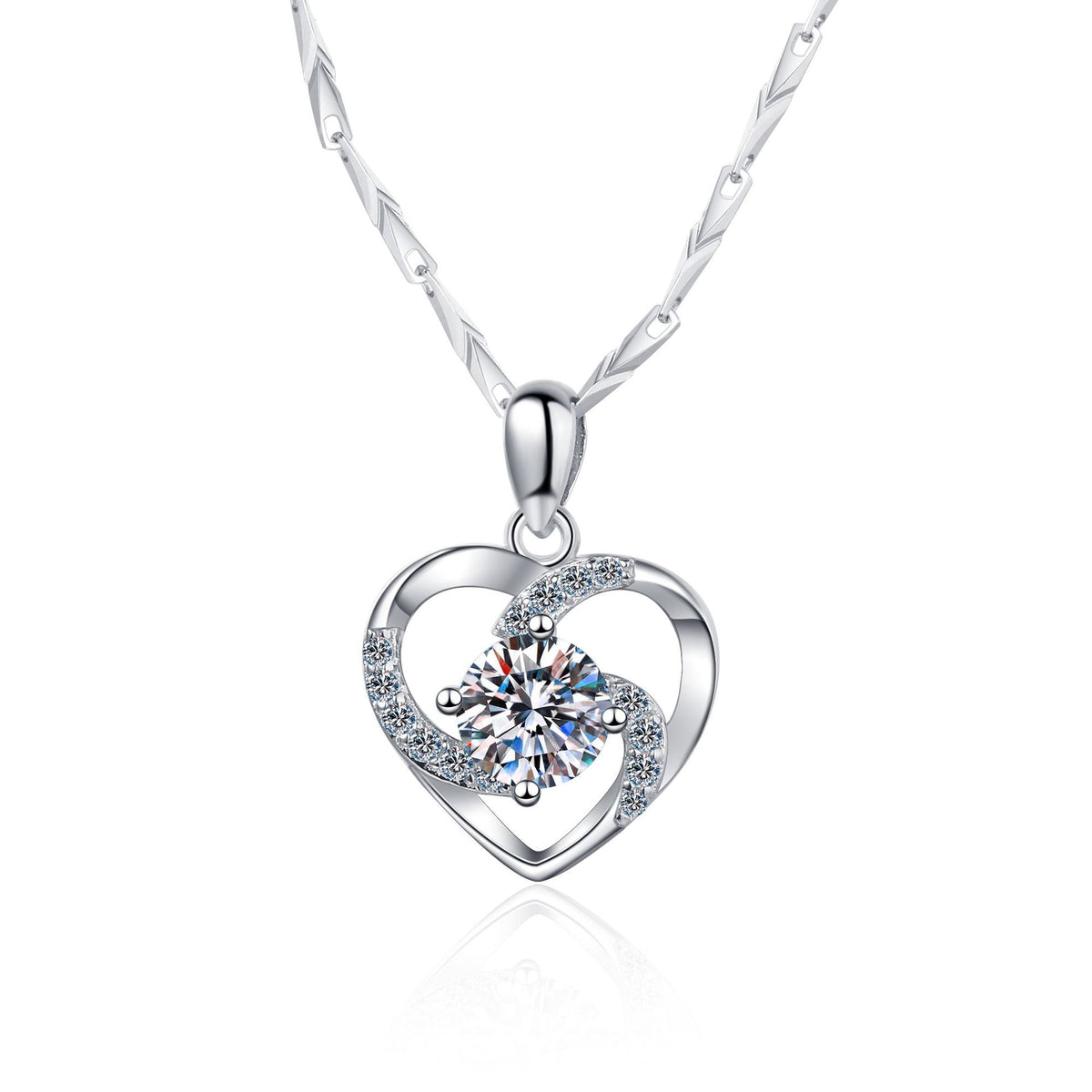 Windmill Round Moissanite Heart Shaped Pendant