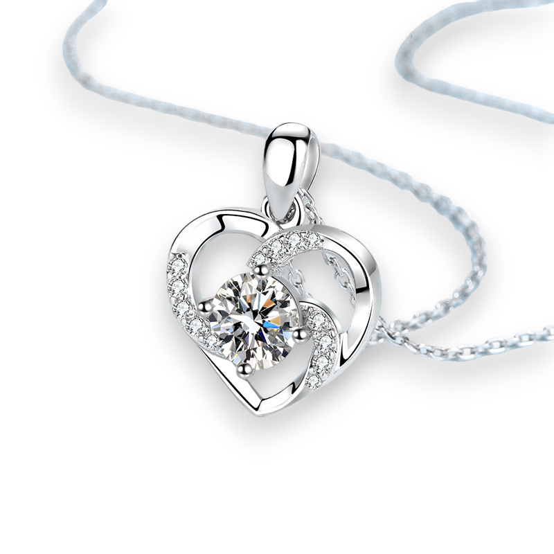 Windmill Round Moissanite Heart Shaped Pendant