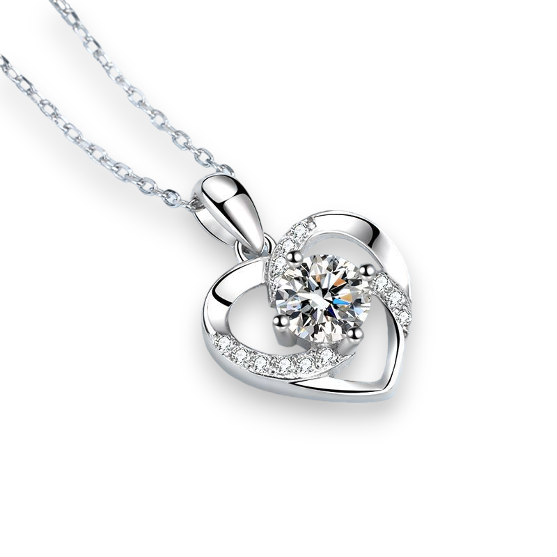 Windmill Round Moissanite Heart Shaped Pendant